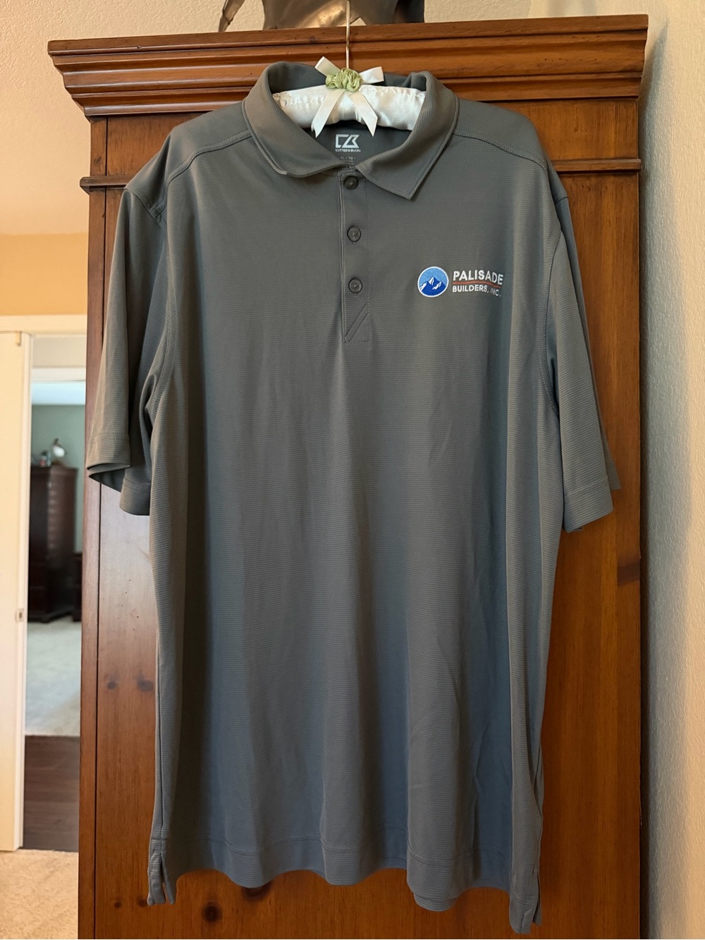 Source Unknown Gray Polo with Blue and White Palisade Builders Logo